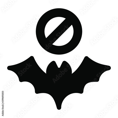 
Covid spreading cause say no to wild animal, solid icon of bat restricted 
