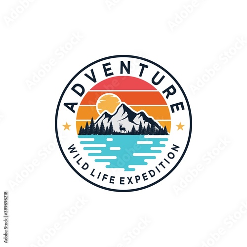 Outdoor adventures , wild life expeditions, wilderness logo design template.