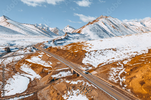 Tourist Attractions in Dushan Highway, Snow Mountain, Xinjiang, China photo