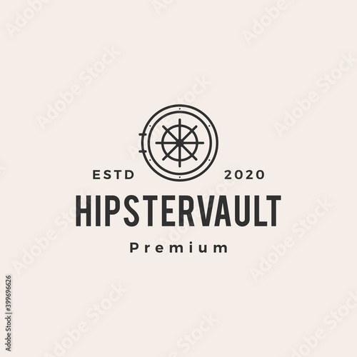 vault door hipster vintage logo vector icon illustration