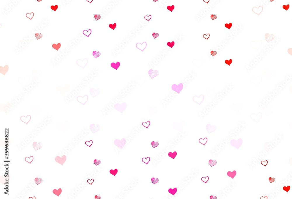 Light Pink, Yellow vector backdrop with sweet hearts.