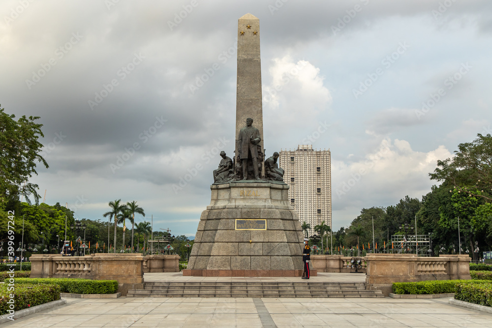 Honor guard guarding Dr. Jose Rizal National Monument, Manila, Philippines, Dec 13, 2020