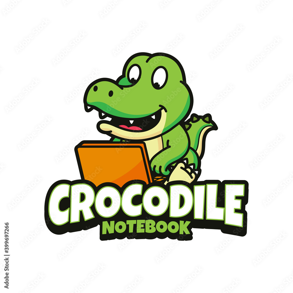 Crocodile Notebook Logo Design Isolated Background Crocodile Notebook Logo Design Isolated Background