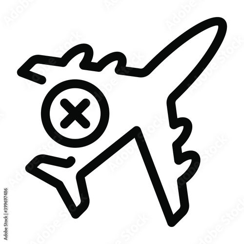 
Due to covid spreading avoiding air travel, solid icon of banned flight 

