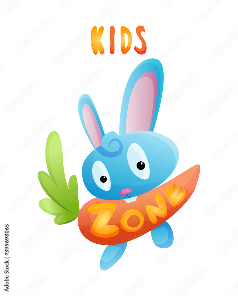 Obraz premium Kids zone. Toys fun playing zone. Playroom banner in cartoon style for children play zone. Children playground game room or play area poster. Children games party center