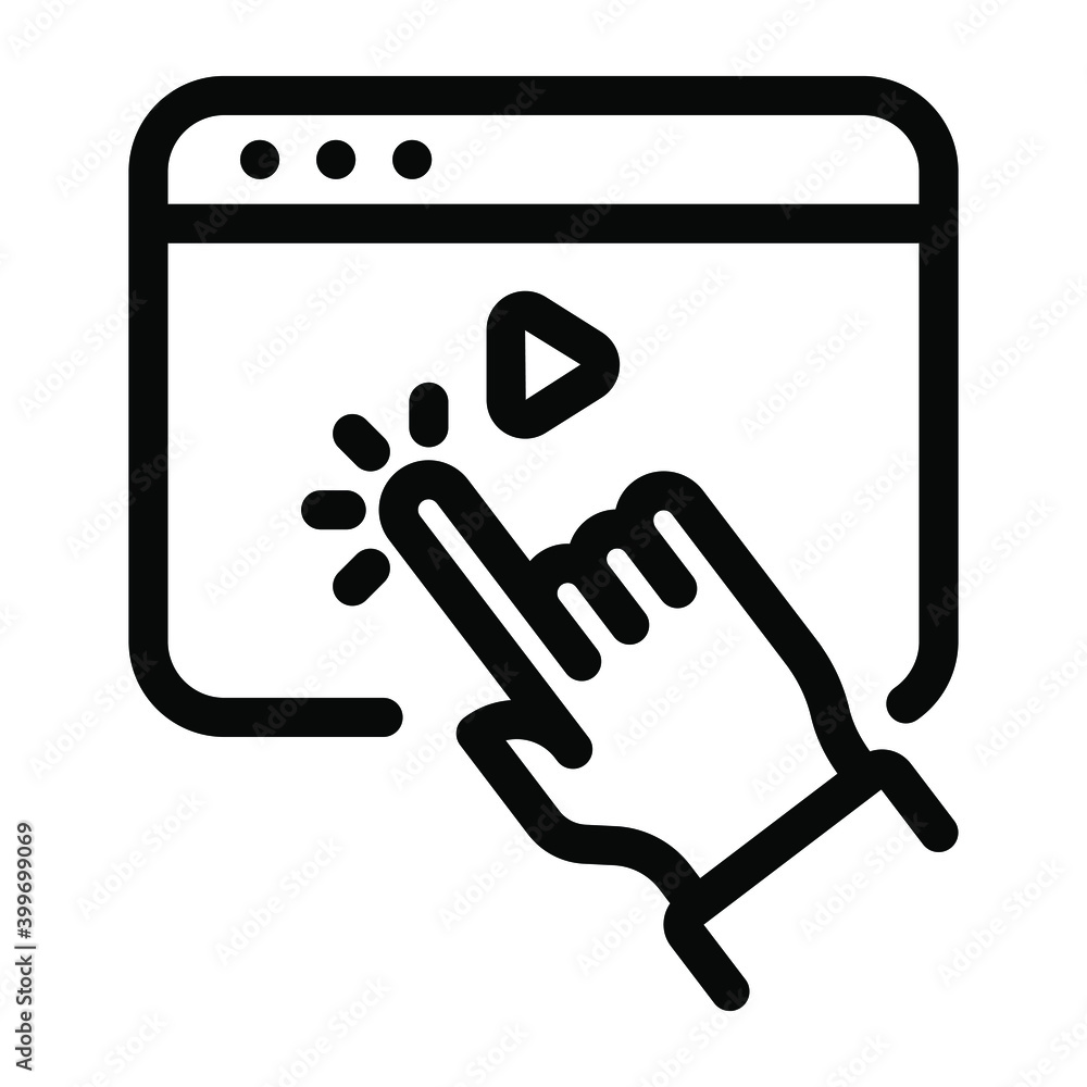 Video click in glyph icon showing hand
Video click in glyph icon showing hand