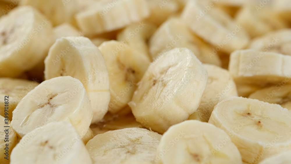 sliced banana close up. pieces of the most popular banana fruit sliced banana close up. pieces of the most popular banana fruit