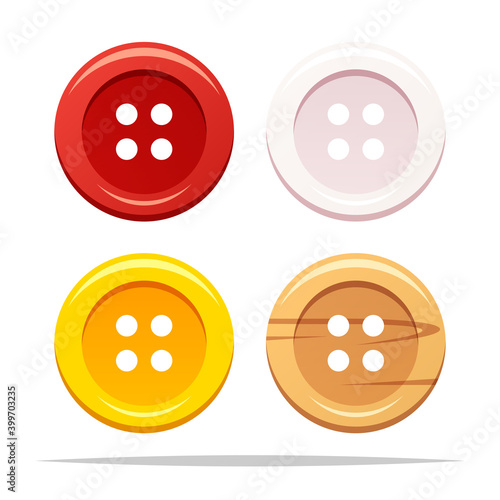 Clothing sewing buttons vector isolated illustration