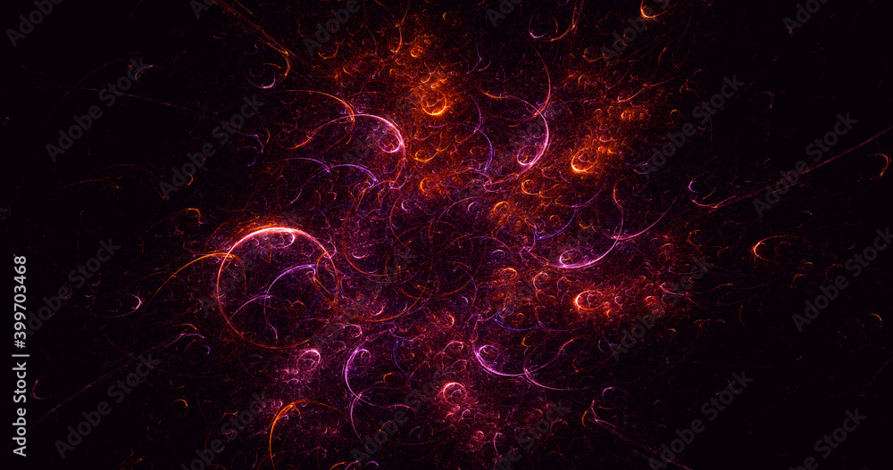 3D rendering abstract multicolor fractal light background