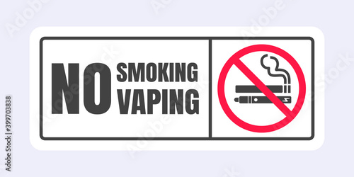 No smoking no vaping sign. Forbidden sign icon isolated on white background vector illustration. Cigarette, vape and smoke and in prohibition circle.