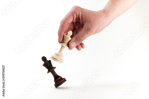 kings chess pieces on white background