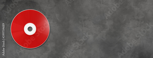 Red CD - DVD mockup template isolated on concrete background banner