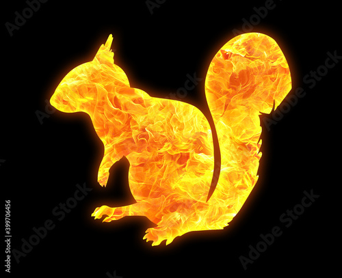 squirrel animal symbol, fir flame icon logo illustration © SunFrot