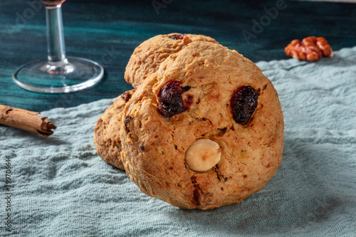 Face cookie, traditional British rock biscuit, a close-up