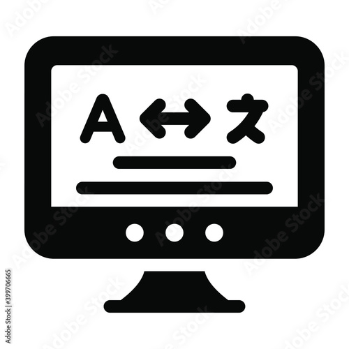 
Online translation glyph icon, showing foreign languages 
