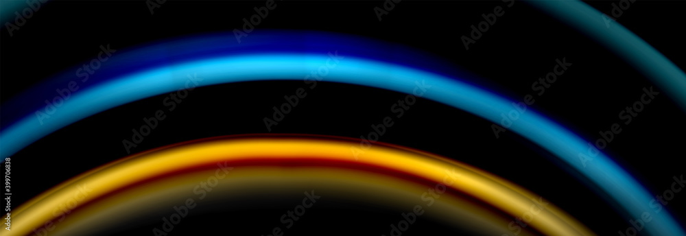 Dynamic motion abstract background. Color blurred stripes on black. Wave liquid lines poster. Vector illustration Dynamic motion abstract background. Color blurred stripes on black. Wave liquid lines poster. Vector illustration