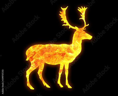 Reindeer Deer Antler moose animal symbol  fir flame icon logo illustration