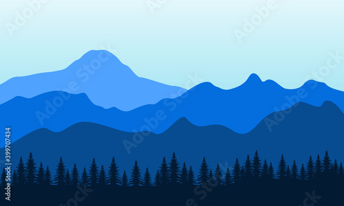 Beautiful scenery mountains on morning bright. City vector