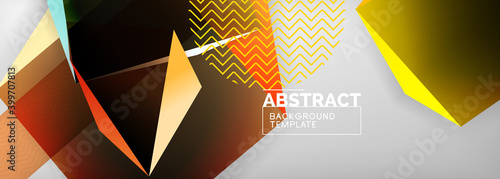 Low poly 3d geometric shapes, minimal abstract background. Vector illustrations for covers, banners, flyers and posters and other