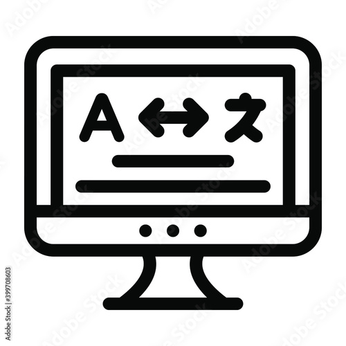 
Online translation glyph icon, showing foreign languages 
