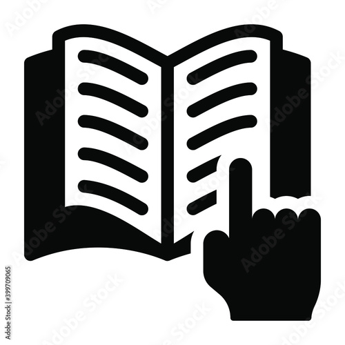 
A solid book reading icon vector 

