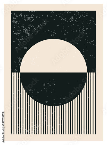 Minimal 20s geometric design poster, vector template with primitive shapes