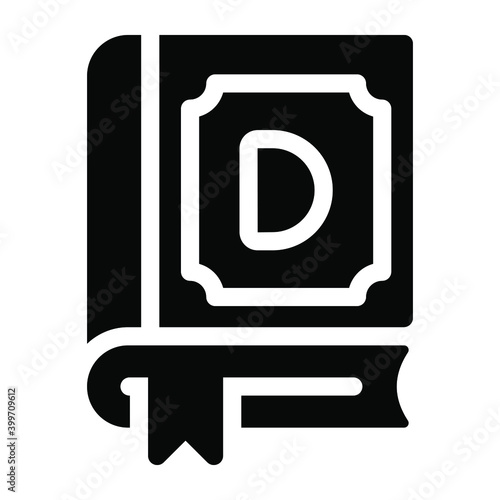 
A solid trendy icon of dictionary 
