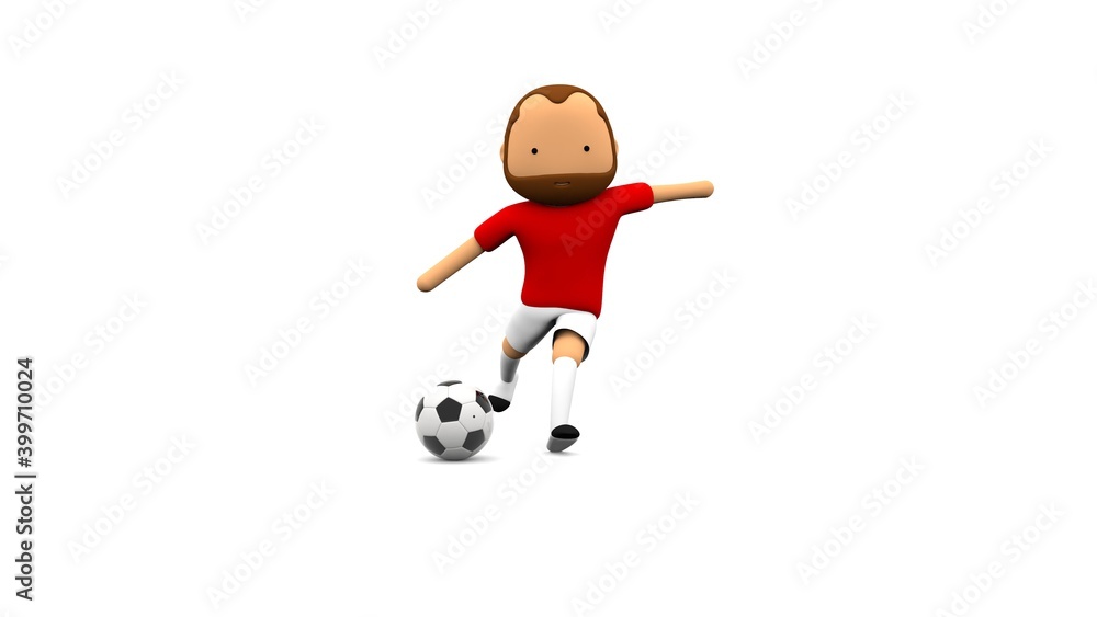 Soccer player hitting the ball. Football 3d rendering Soccer player hitting the ball. Football 3d rendering