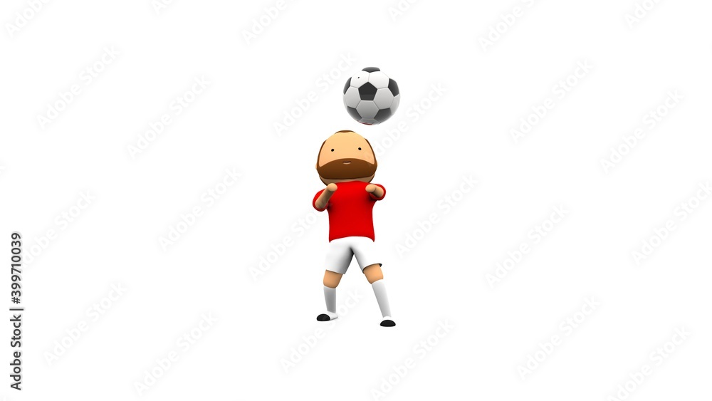 Soccer player hitting the ball. Football 3d rendering