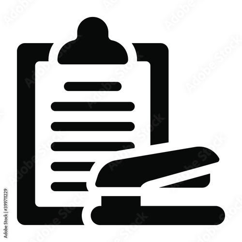 
A paper stapler icon in solid editable design
