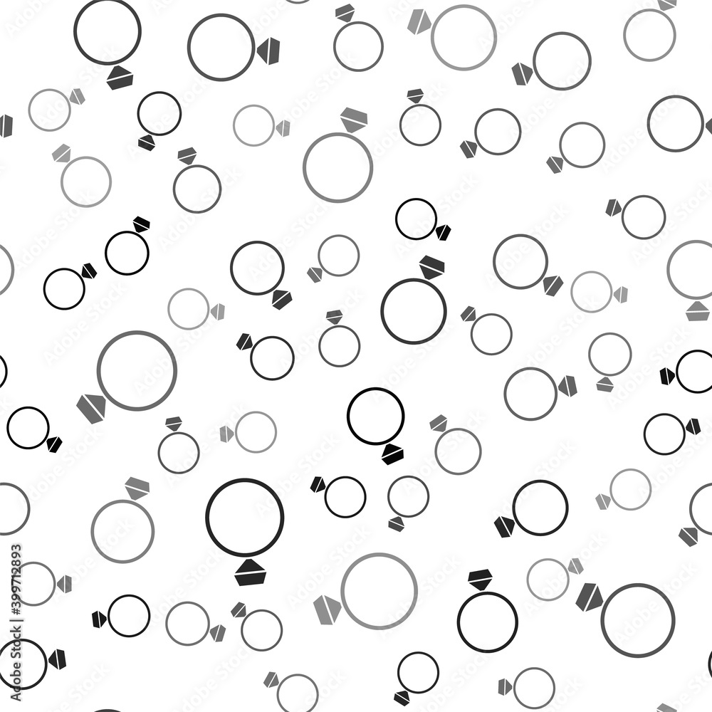 Black Diamond engagement ring icon isolated seamless pattern on white background. Vector.