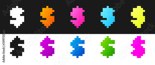 Set Dollar symbol icon isolated on black and white background. Cash and money, wealth, payment symbol. Casino gambling. Vector.