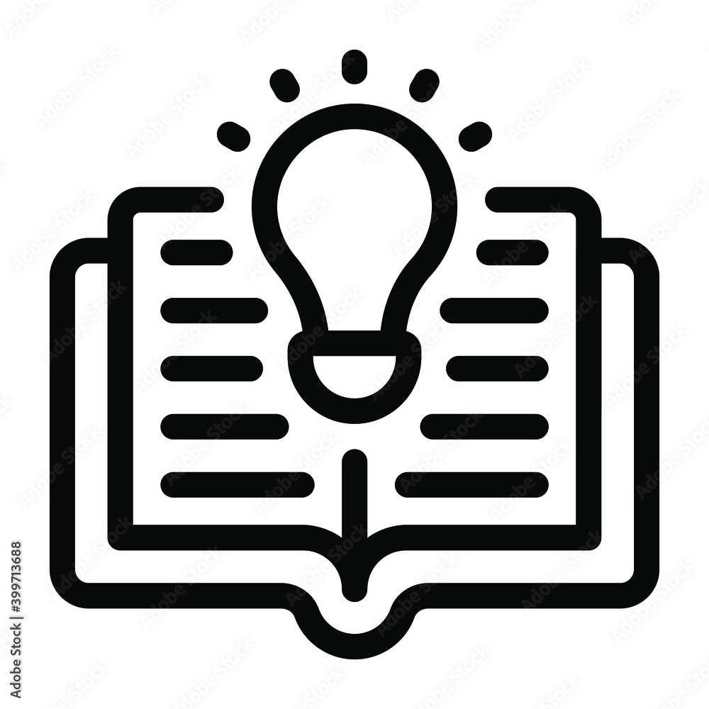 
Creative knowledge solid icon, bulb over a book
