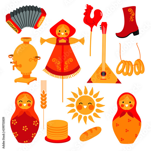maslenitsa set on the white background