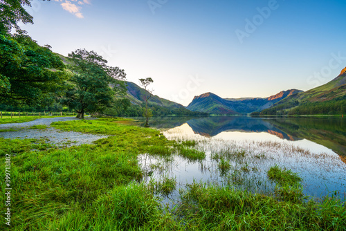 Morning view of Buttermere lake in the Lake District. England photo