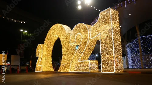 Decoration night light celebrate happy new years 2021.
