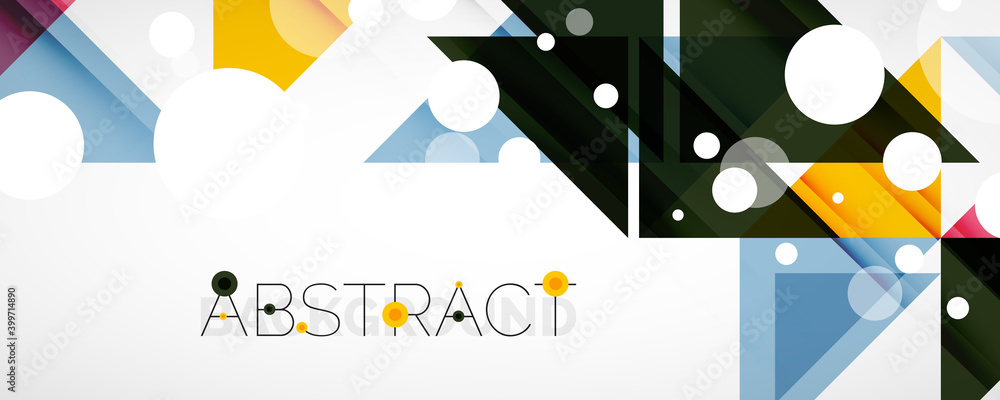 Obraz premium Geometric abstract background. Techno color triangle shapes. Vector illustration for covers, banners, flyers and posters and other designs