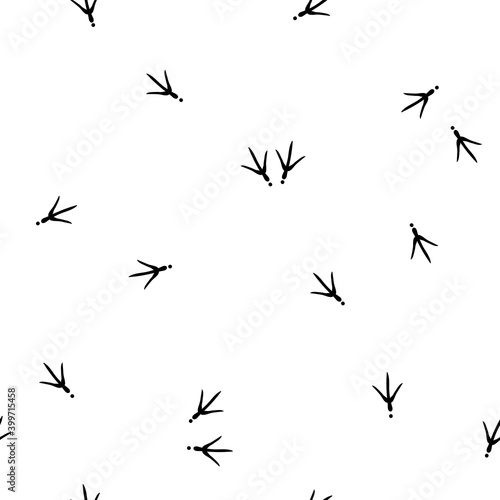 Seamless abstract pattern with bird trail. Vector illustration. Bird footprints track