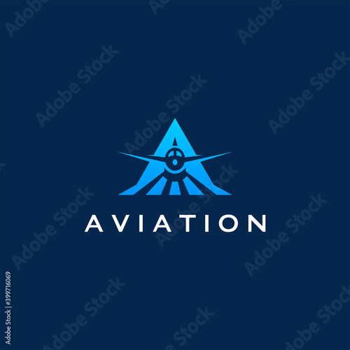 Letter A air plane company vector logo design. Airline logo plane travel icon. Airport flight world aviation.