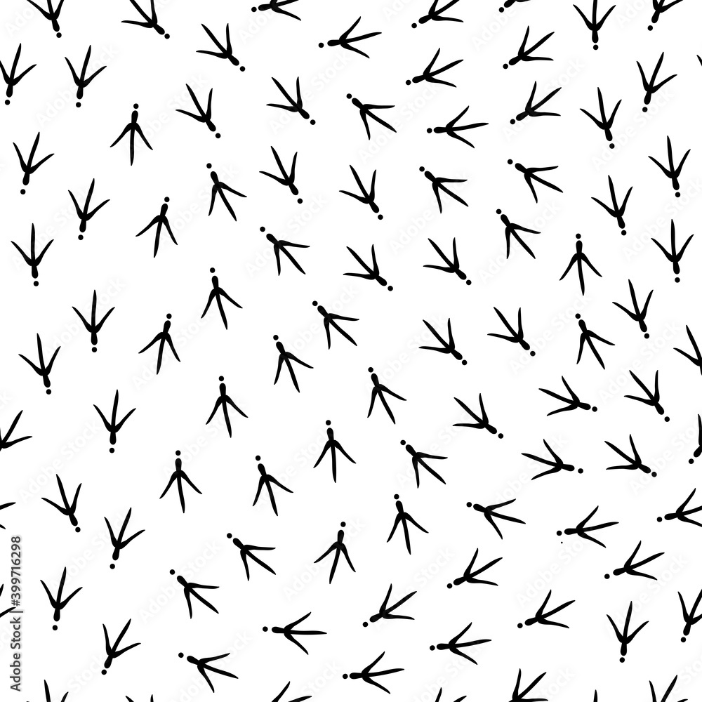 Seamless abstract pattern with bird trail. Vector illustration. Bird footprints track Seamless abstract pattern with bird trail. Vector illustration. Bird footprints track