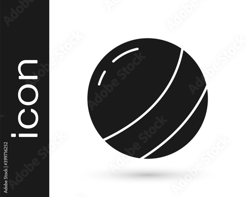 Black Beach ball icon isolated on white background. Children toy. Vector.