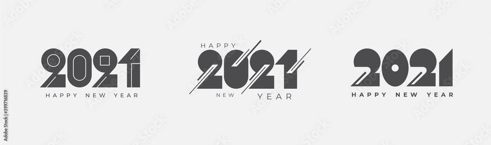 Set 2021 Happy New Year logo text black color. 2021 number design template. Set 2021 Happy New Year logo text black color. 2021 number design template.