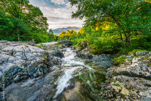 Ashness Bridge long exposure view. Lake District National Park. Cumbria. England