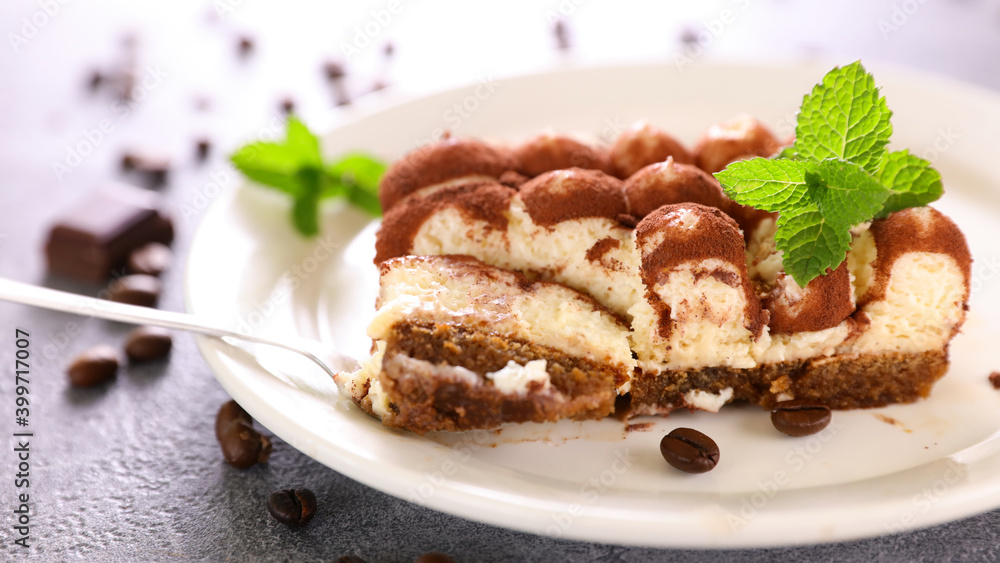 tiramisu cake on plate tiramisu cake on plate