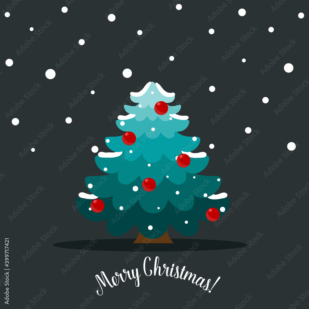 Christmas tree. Merry Christmas and happy new year greeting card. Vector Illustration. Christmas tree. Merry Christmas and happy new year greeting card. Vector Illustration.