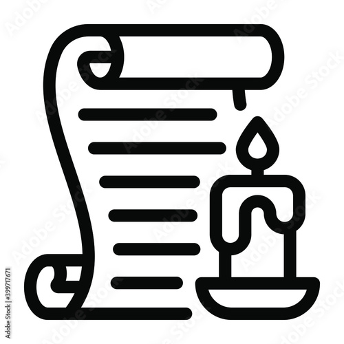 
Poetry literature solid icon, candle with document
