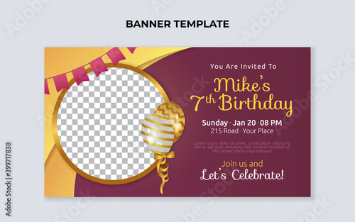 Birthday invitation banner template. Suitable for birthday celebration and anniversary event