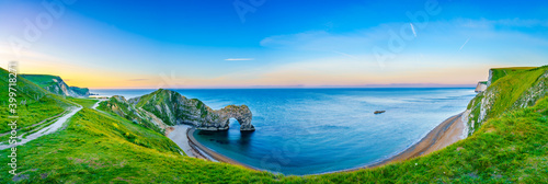 Durdle Door panorama, Dorset, Jurassic Coast, England, UK