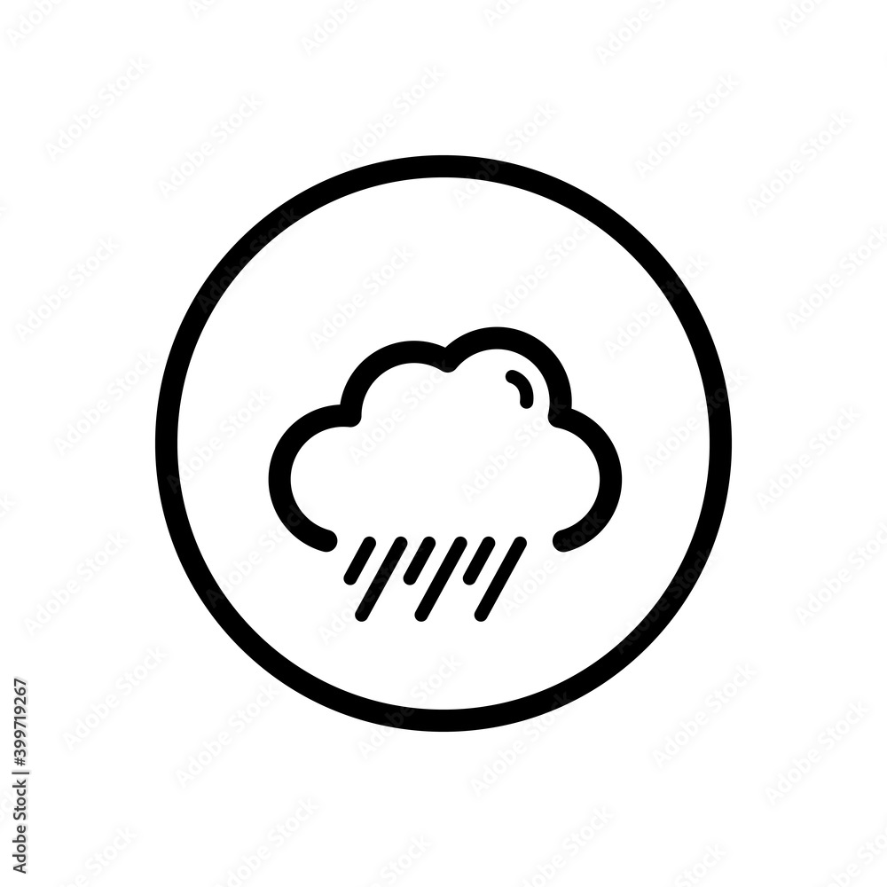 Rain and cloud. Weather icon in a circle. Isolated vector illustration Rain and cloud. Weather icon in a circle. Isolated vector illustration