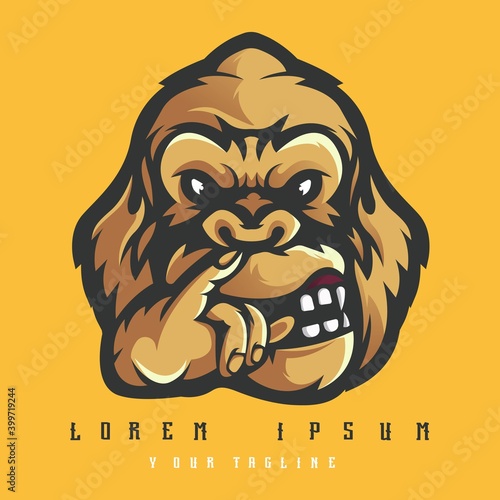 Gorilla logo design vector with modern illustration concept style for badge, emblem and t-shirt printing. Gorillas pick your nose, illustration for sport team mascot
